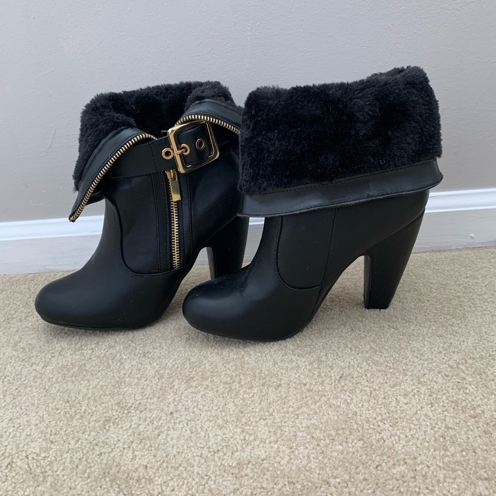 Faux Fur/Leather Booties